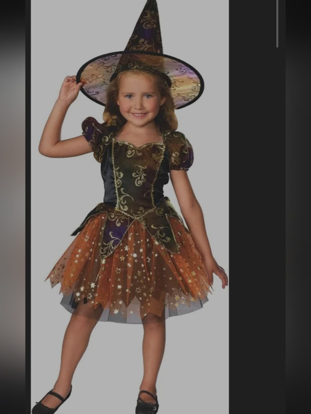 Pretty Witch Hallowern Dress W Hat That Lights Up 4-6 Girls Colorful
